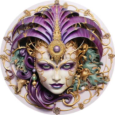 Mardi Gras Sign Jester Dco-00849 For Wreath 10 Round Metal